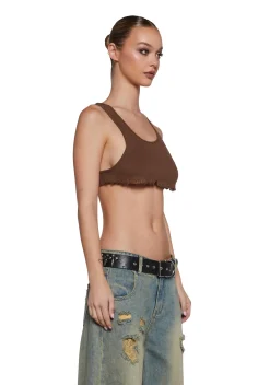Poster Grl Tops*No Regulations Crop Tank - Brown