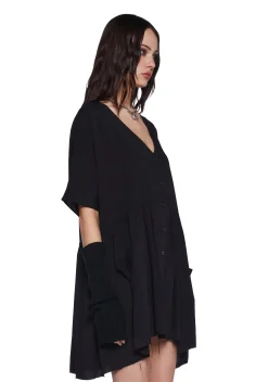 Current Mood Dresses*Not Your Babydoll Dress - Black