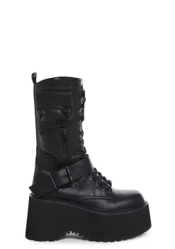 Current Mood Boots*Obsidian Platform Zip-Up Boots - Black