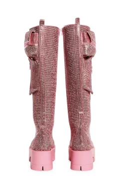 Sugar Thrillz Boots|Platforms*Obsidian Pocket Combat Boots - Rhinestone