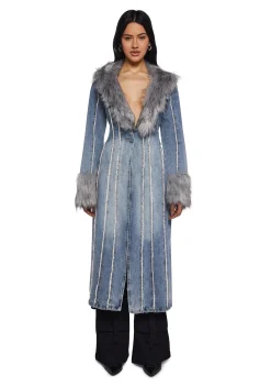 Current Mood Outerwear|Plus*Off Beat Charm Denim Maxi Coat - Light Blue