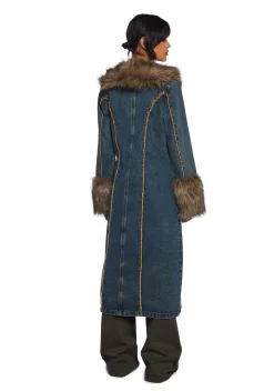 Current Mood Outerwear|Plus*Off Beat Charm Denim Maxi Coat - Dark Blue