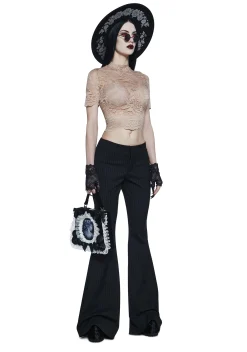 Widow Tops|Plus*Ominous Trance Lace Top - Light Brown