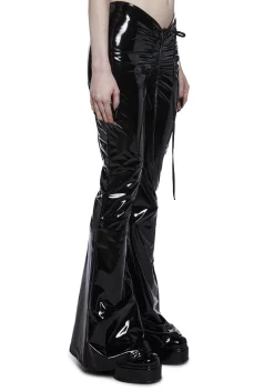 Widow Bottoms|Pants*Ominous Whispers V-Cut Flared Pants - Vinyl