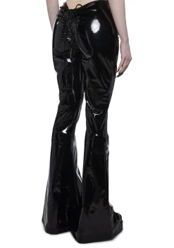 Widow Bottoms|Pants*Ominous Whispers V-Cut Flared Pants - Vinyl