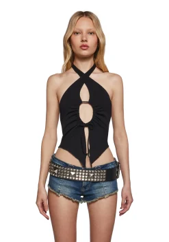 Club Exx Tops*Party Balance Halter Top - Black