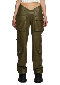 Poster Grl Bottoms|Pants*Path Of Destruction Vegan Leather Pants - Olive