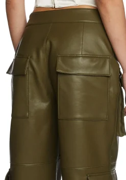 Poster Grl Bottoms|Pants*Path Of Destruction Vegan Leather Pants - Olive