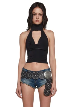 x_Blue Blush Tops*Phone Flirt Halter Top
