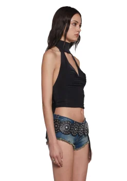 x_Blue Blush Tops*Phone Flirt Halter Top