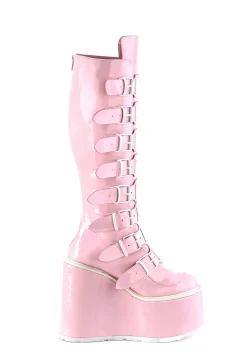 Demonia Boots|Platforms*Pink Holographic Trinity Boots