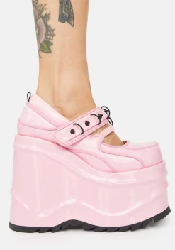 Demonia Platforms|Mary Janes*Pink Stomp Ur Ego Platform Mary Janes