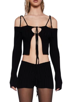 DARKER WAVS Matching Sets*Pitch Knit Ribbed Shorts Set