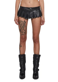 Namilia Bottoms|Skirts*Pleated Mini Skirt With Rings - Black