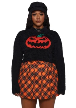 Trickz N' Treatz Tops|Plus*Plus Cut It Out Crop Sweater