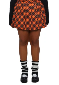 Trickz N' Treatz Bottoms|Skirts*Plus Haunted To Meet U Plaid Mini Skirt
