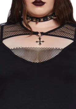 Widow Outerwear|Sweatshirts & Hoodies*Plus Heavy Metal Lover Fishnet Cami And Shrug Set