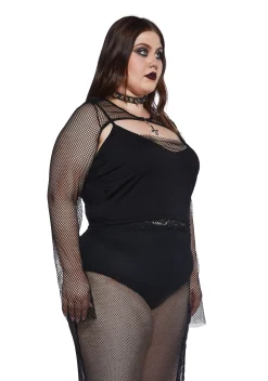 Widow Outerwear|Sweatshirts & Hoodies*Plus Heavy Metal Lover Fishnet Cami And Shrug Set