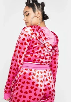 Sugar Thrillz Outerwear|Sweatshirts & Hoodies*Plus Loyal Maneater Velour Track Jacket-Pink