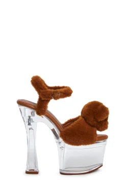 Sugar Thrillz Platforms|Heels*Plush Paws Platform Heels - Brown
