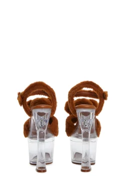 Sugar Thrillz Platforms|Heels*Plush Paws Platform Heels - Brown