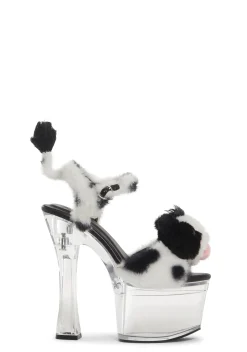 Sugar Thrillz Platforms|Heels*Plush Paws Platform Heels - Black/White