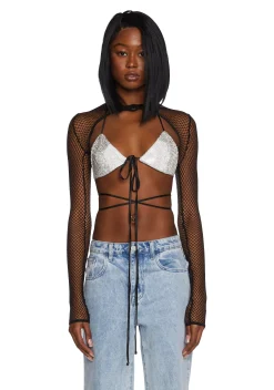 Poster Grl Tops*Press Charges Fishnet Shrug