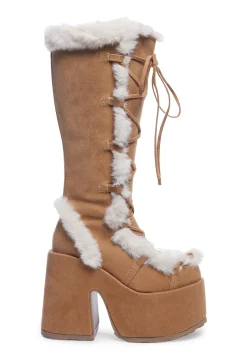 Demonia Boots|Platforms*Pure Vigilance Platform Boots-Brown