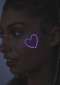 Neon Cowboys Beauty*Purple LED Heart Face Jewelry