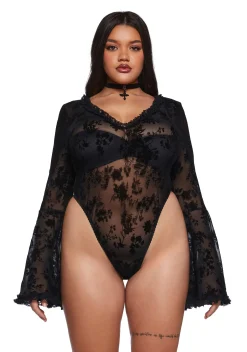 Widow Tops|Plus*Pursuit Of Blood Mesh Bodysuit - Black