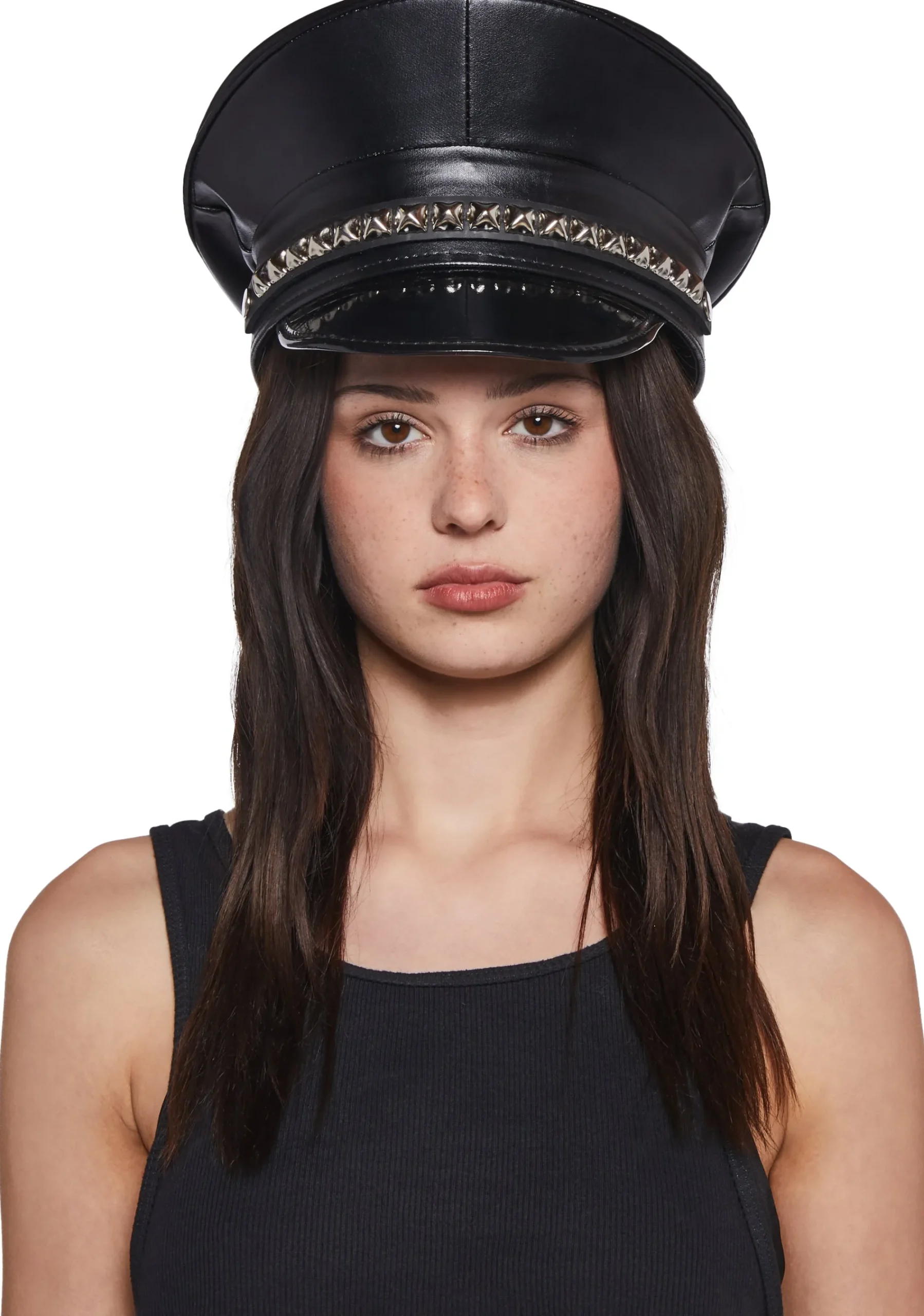 Funk Plus Hats*Pyramid Studded Captain Hat - Black