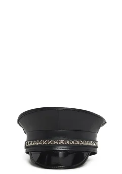 Funk Plus Hats*Pyramid Studded Captain Hat - Black