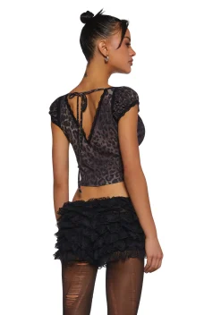 dELiA*s by Dolls Kill Tops|Plus*Queen Of Spring Lace Trim Top - Leopard