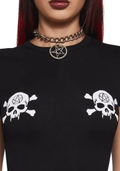 Widow Tops|Plus*Raise The Dead Skull Baby Tee