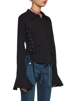 dELiA*s by Dolls Kill Tops|Plus*Rare Moment Collared Top - Black