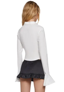 dELiA*s by Dolls Kill Tops|Plus*Rare Moment Collared Top - White