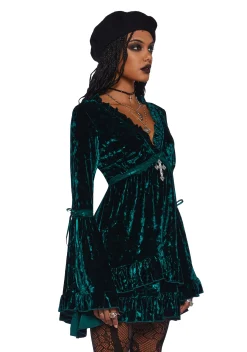 Widow Dresses|Mini Dresses*Real Divinity Mini Dress - Emerald Velvet