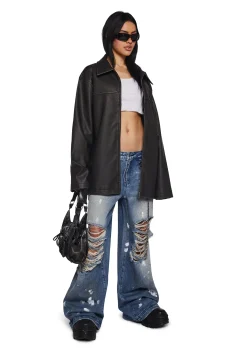 Current Mood Outerwear|Tops*Record Breaker Vegan Leather Jacket
