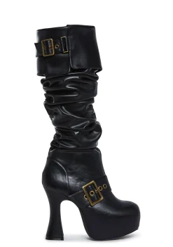 Trickz N' Treatz Boots*Ren Faire Slouchy Boots - Black