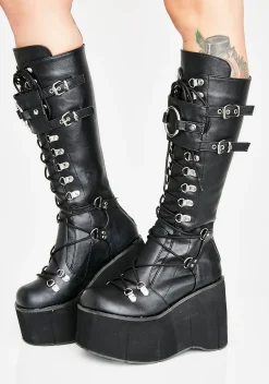 Demonia Boots|Platforms*Riot Zone O-Ring Platform Boots