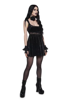 Widow Dresses|Plus*Romantic Mirage Babydoll Dress - Black