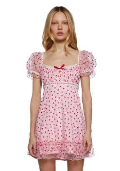 Sugar Thrillz Dresses|Plus*Romantic Words Babydoll Dress - Pink