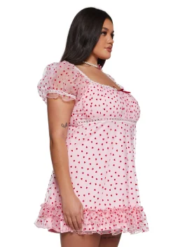 Sugar Thrillz Dresses|Plus*Romantic Words Babydoll Dress - Pink