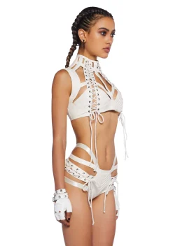 Club Exx Tops*Rude Awakening Harness Bra Top - White