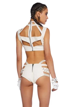 Club Exx Tops*Rude Awakening Harness Bra Top - White
