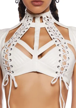 Club Exx Tops*Rude Awakening Harness Bra Top - White