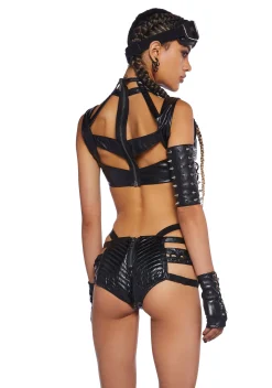 Club Exx Tops*Rude Awakening Harness Bra Top - Black