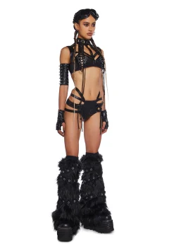 Club Exx Tops*Rude Awakening Harness Bra Top - Black