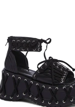 Club Exx Platforms|Sandals*Rude Awakening Platform Sandals - Black
