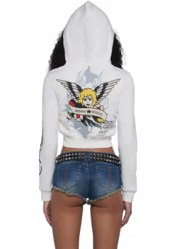 Ed Hardy Outerwear|Sweatshirts & Hoodies*Sacred Heart Cropped Hoodie